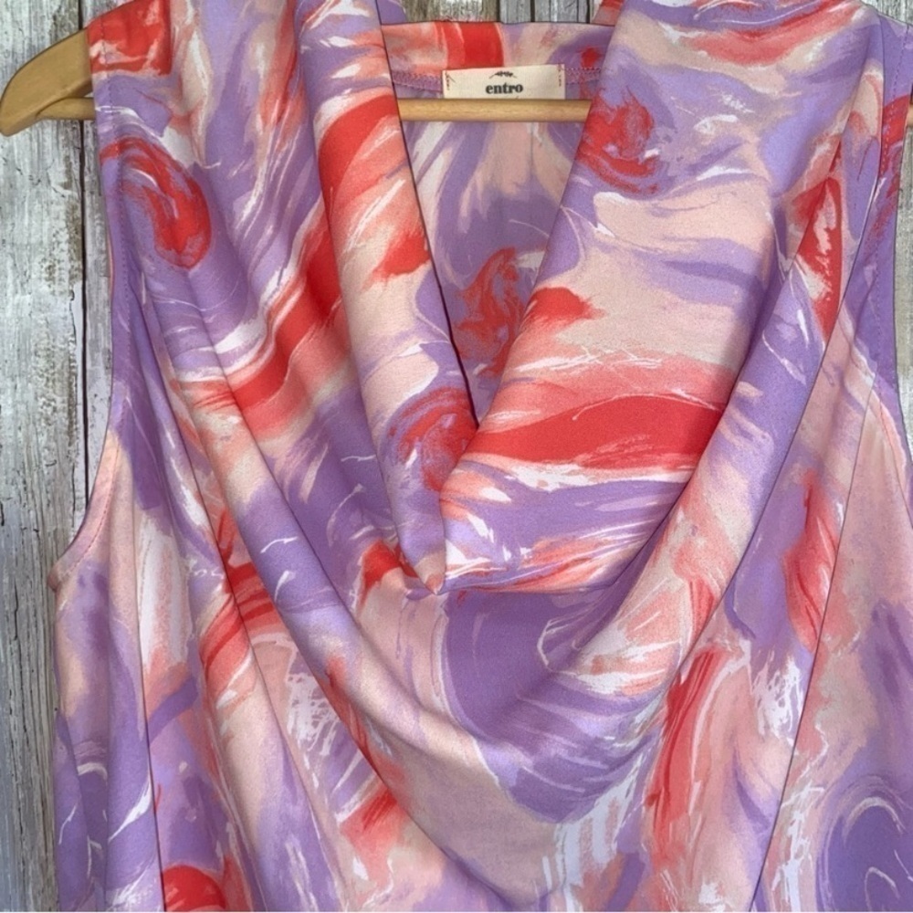 Entro Wonderwall Pink, Purple, & Peach Drop Neck Sleeveless Blouse - Picture 5 of 5